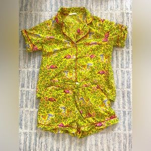 Print Fresh Flamenco Organic Cotton Elephant Flamingo Pajama. Size Small.